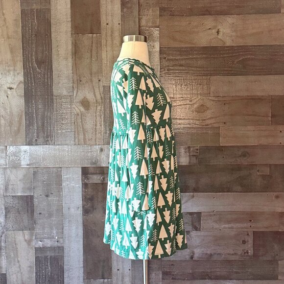 Hanna Andersson green Christmas tree long sleeve dress girls size 12 holiday - Picture 8 of 11